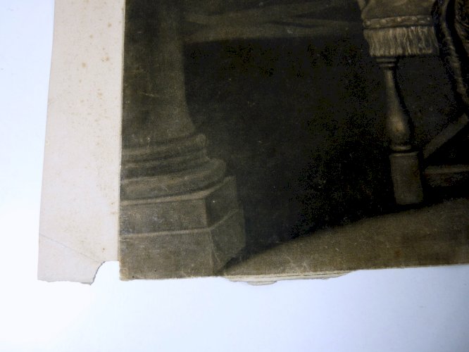 Ancienne grande gravure aquatinte XIX° MERE AVEC QUATRE ENFANTS