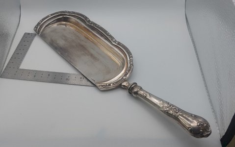 Old large dustpan / crumb collector, silver-plated, Wiskemann