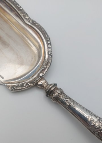 Ancienne grande pelle / ramasse miette, en métal argenté, Wiskemann