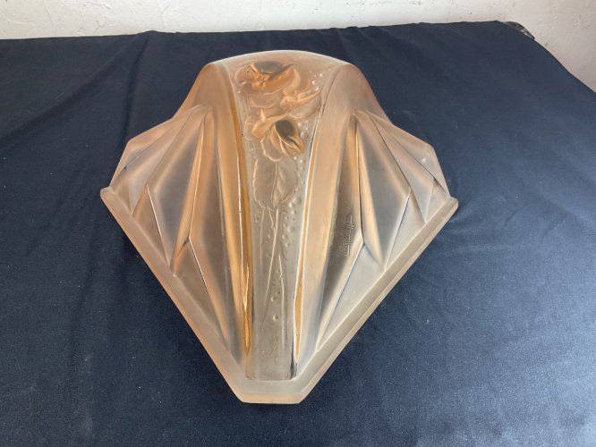 ancienne grande plaque applique lustre Muller Frères Lunéville Art Déco .