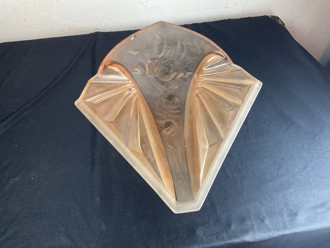 ancienne grande plaque applique lustre Muller Frères Lunéville Art Déco .