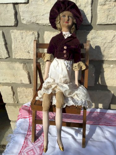ANCIENNE GRANDE POUPÉE DE SALON BOUDOIR 74 CM ANNÉES 30