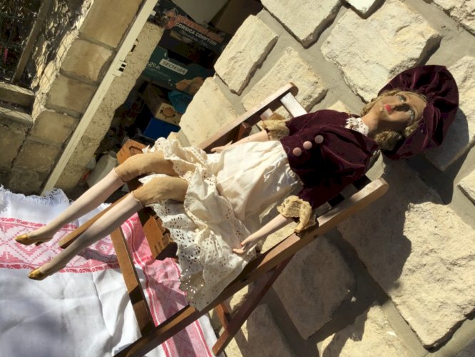 ANCIENNE GRANDE POUPÉE DE SALON BOUDOIR 74 CM ANNÉES 30