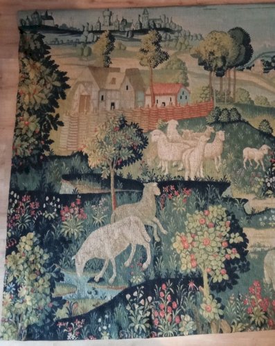 Ancienne Grande tapisserie Concert champêtre Robert Four Paris Aubusson