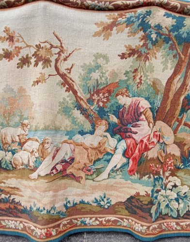 Ancienne Grande tapisserie D  Aubusson Scène Idylle Robert Four Laine