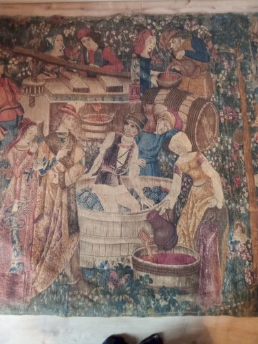 Ancienne Grande tapisserie Les vendanges Rambouillet G. Boitard A. Demay