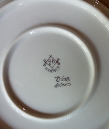 Ancienne Grande Tasse Et Sous Tasse  Limoges JD France Décor main Style Empire