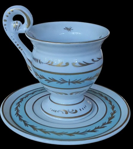 Ancienne Grande Tasse Et Sous Tasse  Limoges JD France Décor main Style Empire