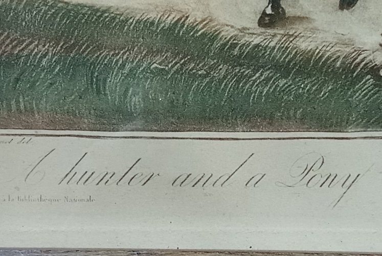 Ancienne gravure A hunter and a poney un cheval de chasse Levachez équitation