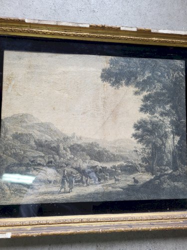 ANCIENNE GRAVURE BERGER AVEC SES MOUTONS
