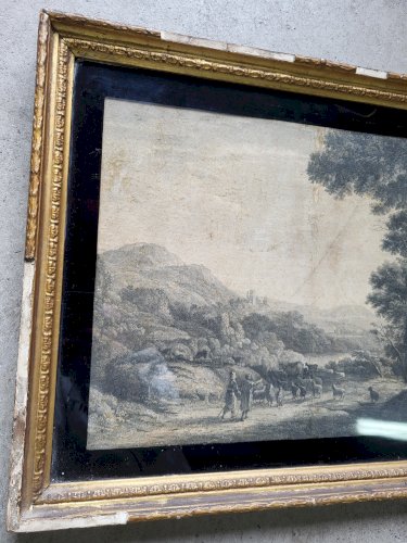 ANCIENNE GRAVURE BERGER AVEC SES MOUTONS