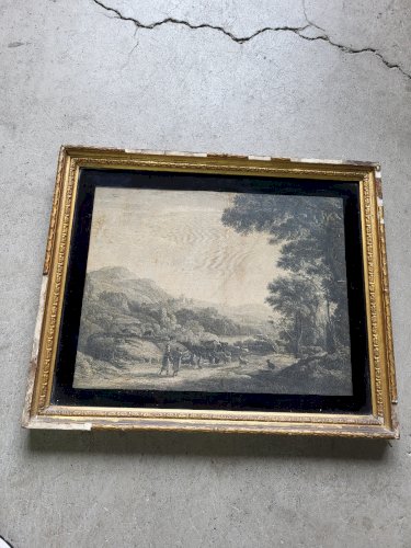 ANCIENNE GRAVURE BERGER AVEC SES MOUTONS