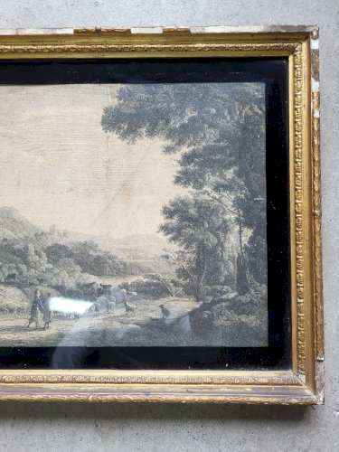 ANCIENNE GRAVURE BERGER AVEC SES MOUTONS
