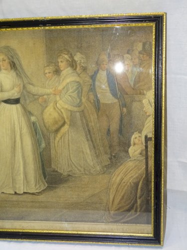 -ANCIENNE GRAVURE PROCES MARIE ANTOINETTE 14/10/1793 SOUS VERRE ENCADREE déco  D