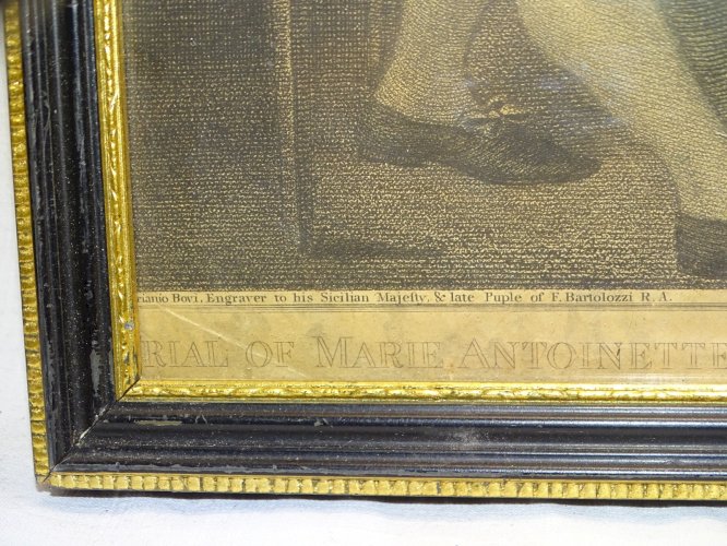 -ANCIENNE GRAVURE PROCES MARIE ANTOINETTE 14/10/1793 SOUS VERRE ENCADREE déco  D