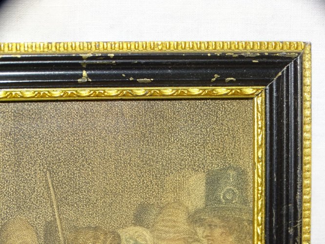 -ANCIENNE GRAVURE PROCES MARIE ANTOINETTE 14/10/1793 SOUS VERRE ENCADREE déco  D
