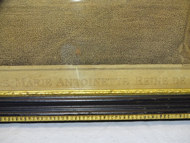 -ANCIENNE GRAVURE PROCES MARIE ANTOINETTE 14/10/1793 SOUS VERRE ENCADREE déco  D