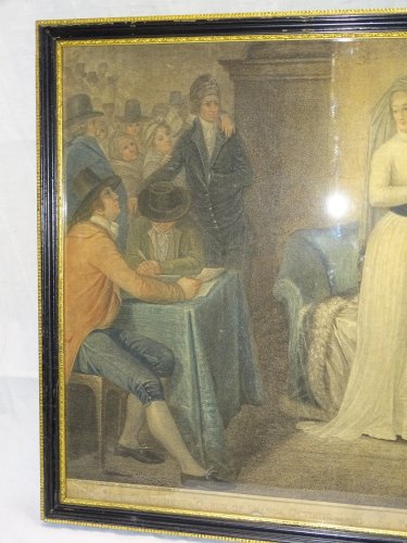 -ANCIENNE GRAVURE PROCES MARIE ANTOINETTE 14/10/1793 SOUS VERRE ENCADREE déco  D