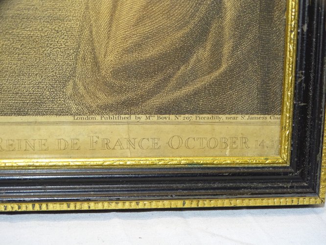 -ANCIENNE GRAVURE PROCES MARIE ANTOINETTE 14/10/1793 SOUS VERRE ENCADREE déco  D