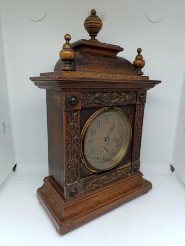 ancienne horloge de table en bois fin 19eme mecanisme a reviser en bon etat
