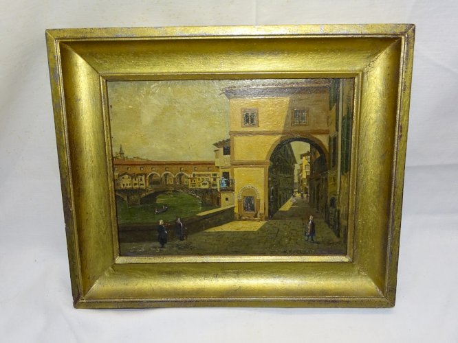 -ANCIENNE HUILE SUR PANNEAU HSP SIGNEE R CECIONI d'après E GARINEI (1887 )   D