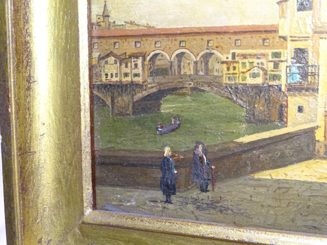 -ANCIENNE HUILE SUR PANNEAU HSP SIGNEE R CECIONI d'après E GARINEI (1887 )   D