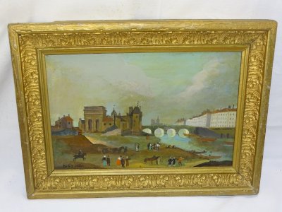 - OLD OIL ON CANVAS HST NAÏVE marked PARIS 18th NOT SIGNED FRAMED D