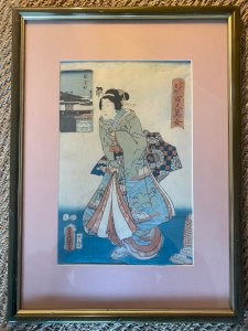 ANCIENNE JOLIE ESTAMPE JAPONAISE, TAMPONNEE et MARQUE. 