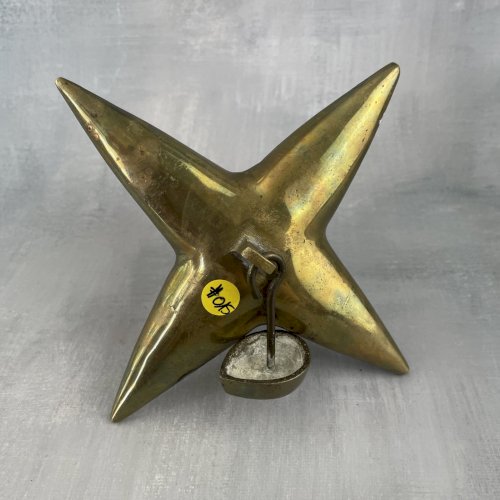 Ancienne lampe à huile à suspendre bronze ou laiton forme étoile 4 becs