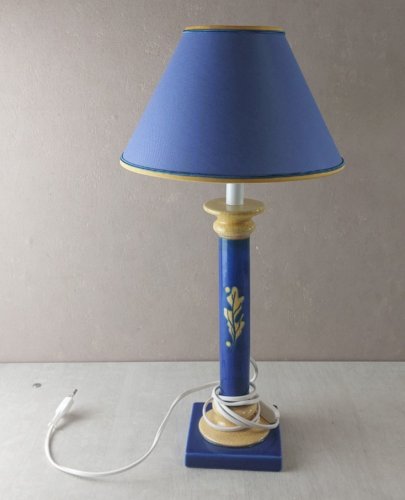 Ancienne lampe à poser, pied en céramique, Louis Drimmer