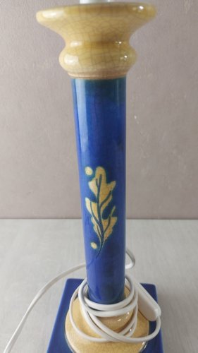 Ancienne lampe à poser, pied en céramique, Louis Drimmer