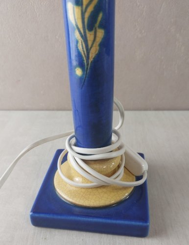 Ancienne lampe à poser, pied en céramique, Louis Drimmer