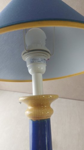 Ancienne lampe à poser, pied en céramique, Louis Drimmer