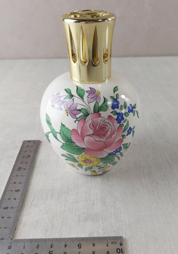 Ancienne lampe berger en céramique, décor réverbère, Lunéville KG ^