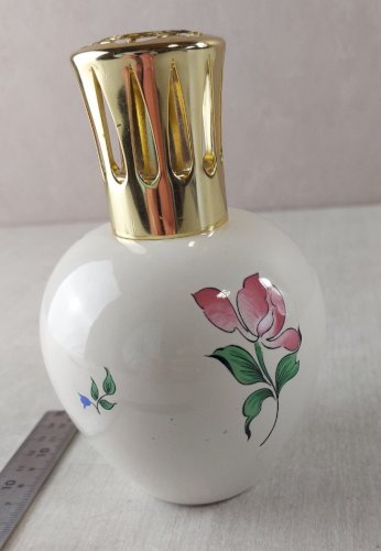 Ancienne lampe berger en céramique, décor réverbère, Lunéville KG ^