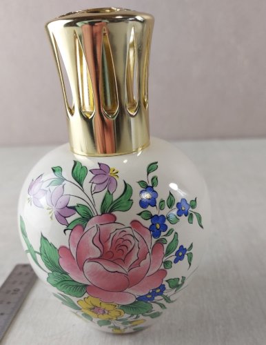 Ancienne lampe berger en céramique, décor réverbère, Lunéville KG ^