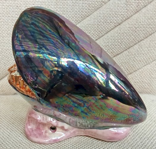 Ancienne Lampe Céramique Barbotine Moule Hippocampe Vallauris Vintage