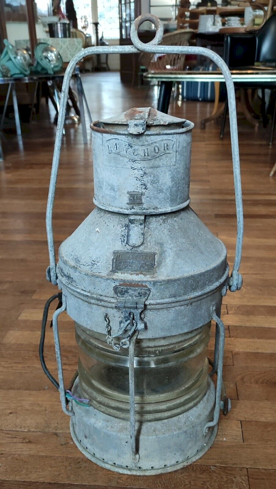Ancienne Lampe à L'huile En Laiton De Type Bateau Marine Art Populaire 468360
