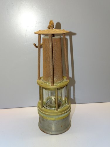 - ANCIENNE LAMPE de MINEUR ARRAS VERRE BACCARAT COMPLETE JUS de GRANGE   D