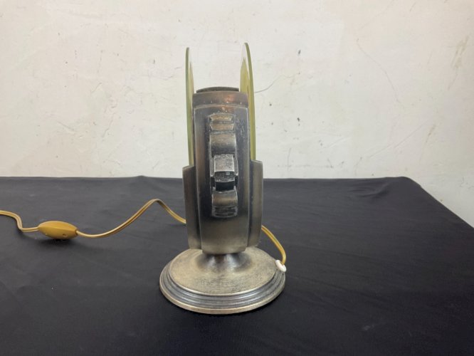 Ancienne Lampe veilleuse ART DECO verre peint et signé