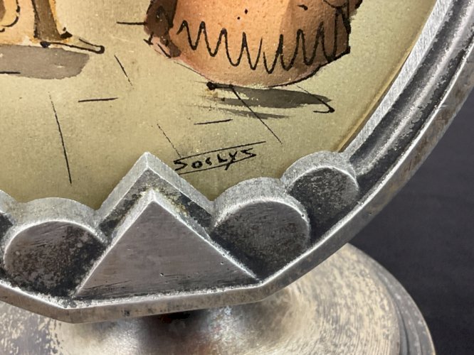 Ancienne Lampe veilleuse ART DECO verre peint et signé