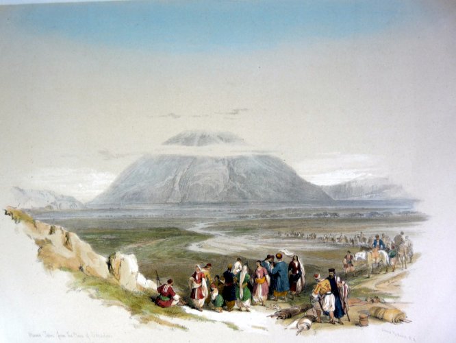 Ancienne lithographie MONT THABOR VU DE LA PLAINE D'ESDRAELON par David ROBERTS