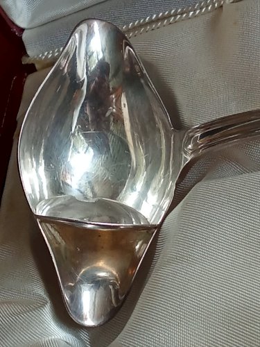Ancienne Louche Cuillère sauce gras maigre Métal Argenté Orfèvrerie Ercuis