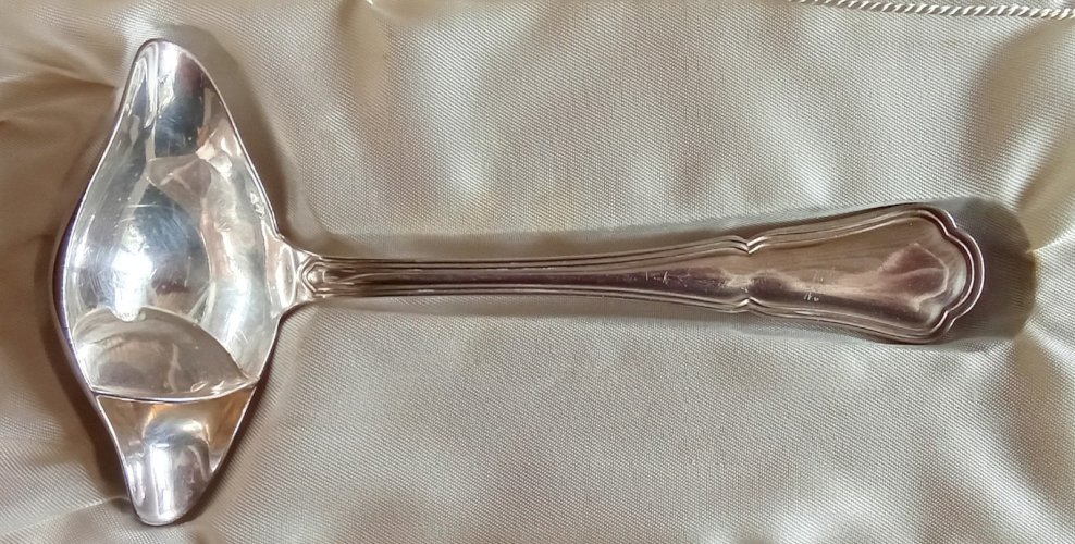 Ancienne Louche Cuillère sauce gras maigre Métal Argenté Orfèvrerie Ercuis