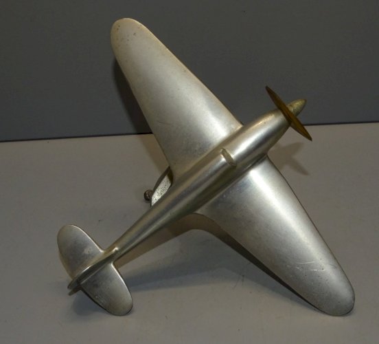 -ANCIENNE MAQUETTE ALU AVION SPITFIRE avec PIED JUS GRENIER POUR LAMPE/AUTRE  D