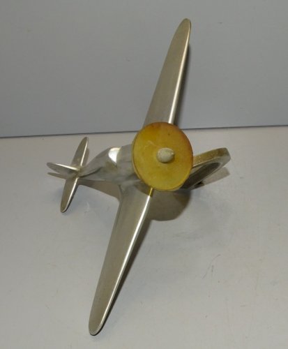 -ANCIENNE MAQUETTE ALU AVION SPITFIRE avec PIED JUS GRENIER POUR LAMPE/AUTRE  D