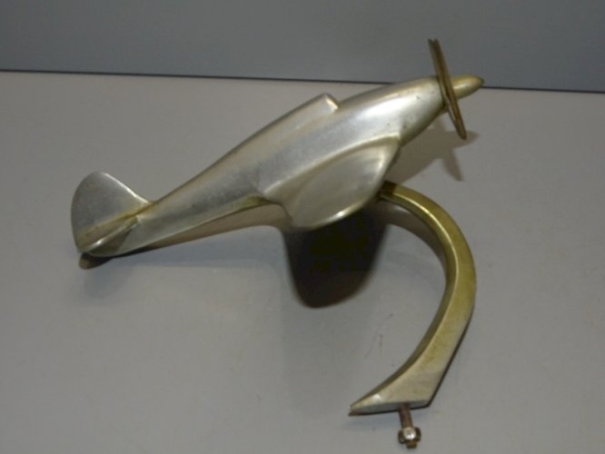 -ANCIENNE MAQUETTE ALU AVION SPITFIRE avec PIED JUS  GRENIER POUR LAMPE/AUTRE  D