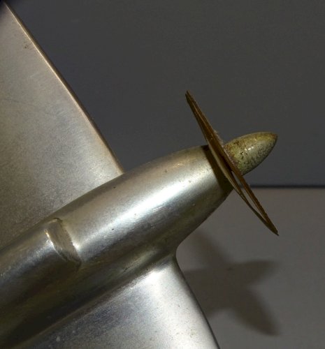 -ANCIENNE MAQUETTE ALU AVION SPITFIRE avec PIED JUS GRENIER POUR LAMPE/AUTRE  D