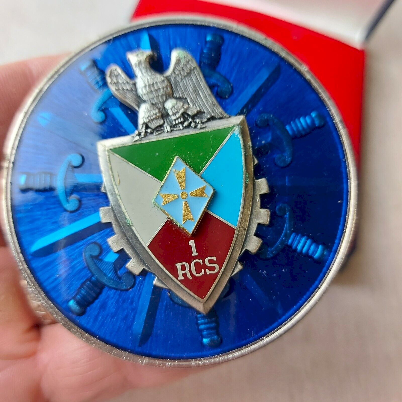 Ancienne médaille de table commandement direction transmissions 1 CA, 6