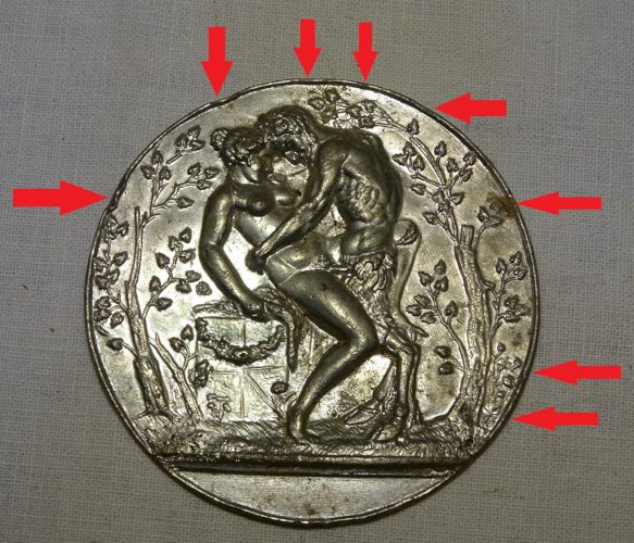 -ANCIENNE MEDAILLE EROTIQUE ALUMINIUM UNIFACE BELZEBUTH DIABLE VITRINE